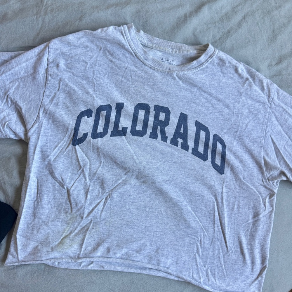 Gray Colorado Graphic Crop T-Shirt